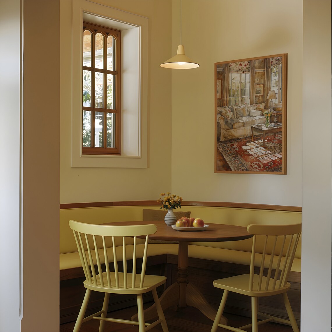 Cosy Traditional Living Room Sunlit Watercolor Interior Art Print - Image 2