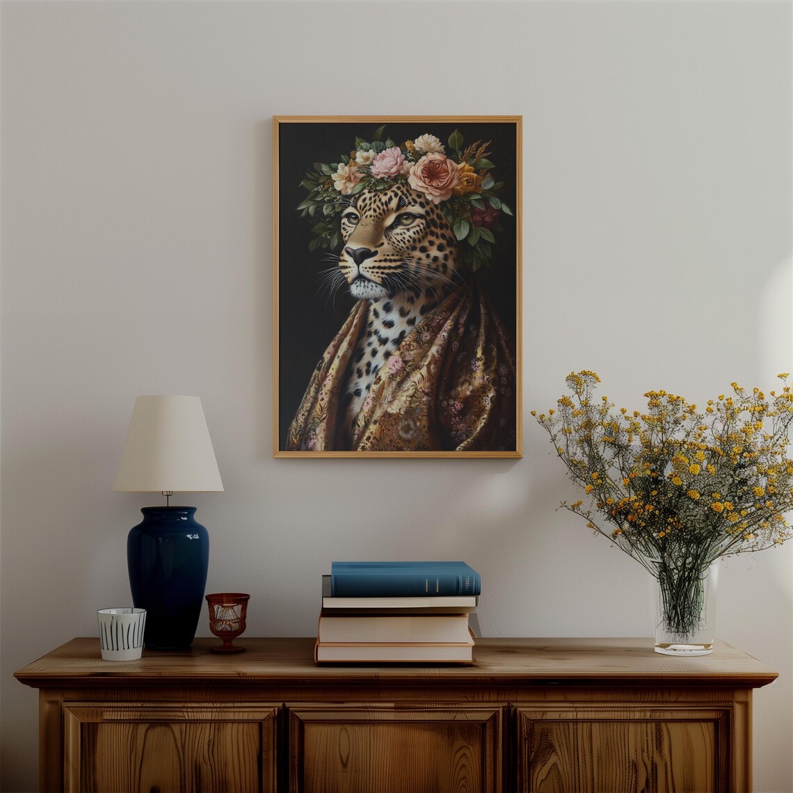 Leopard Portrait, Maximalist Eclectic Animal Art Print - Image 3