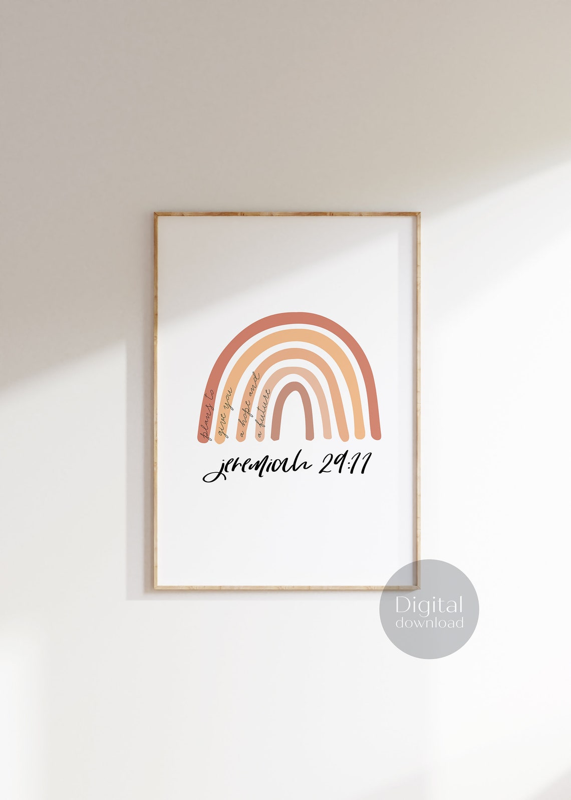 Jeremiah 29:11 Boho Rainbow Nursery Scripture Wall Decor Poster - Image 3