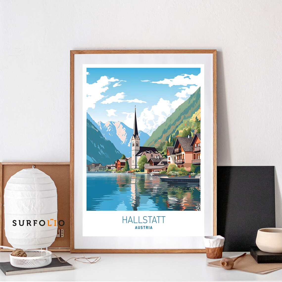 Hallstatt Austria Lake Village Travel Poster