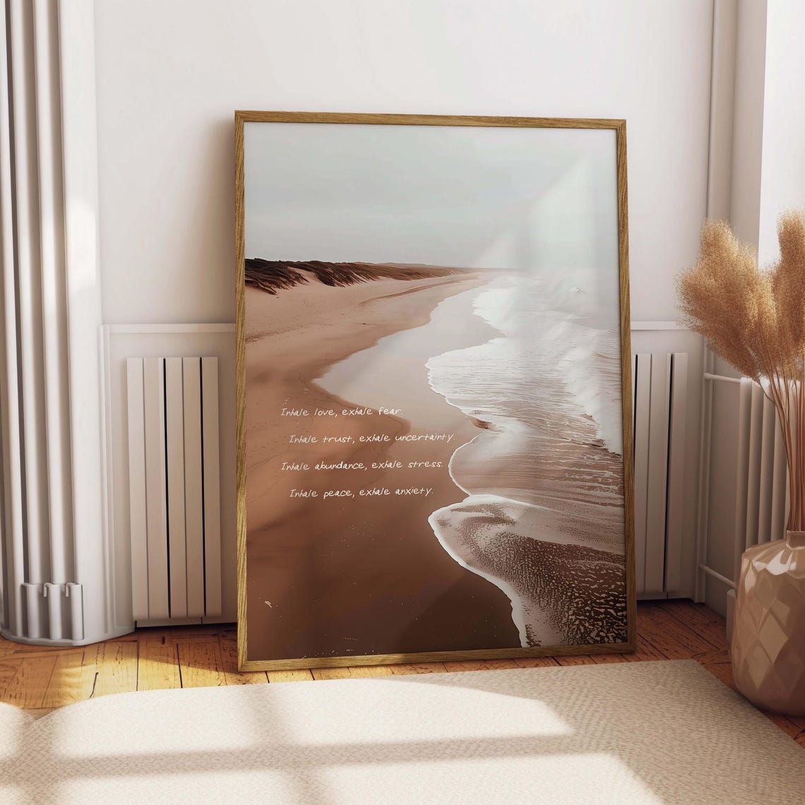 Inhale Exhale Beach Affirmations Therapy Office Quote Art Poster