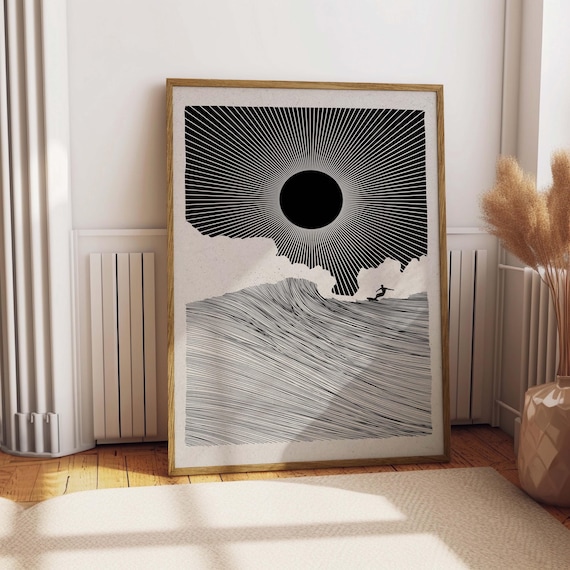 Minimalist Waves Line Art Poster