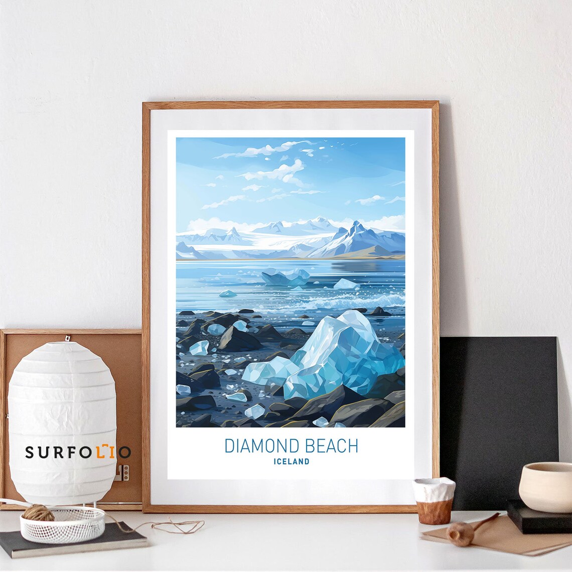 Diamond Beach Iceland Poster Print, Jökulsarlon Glacier Landscape