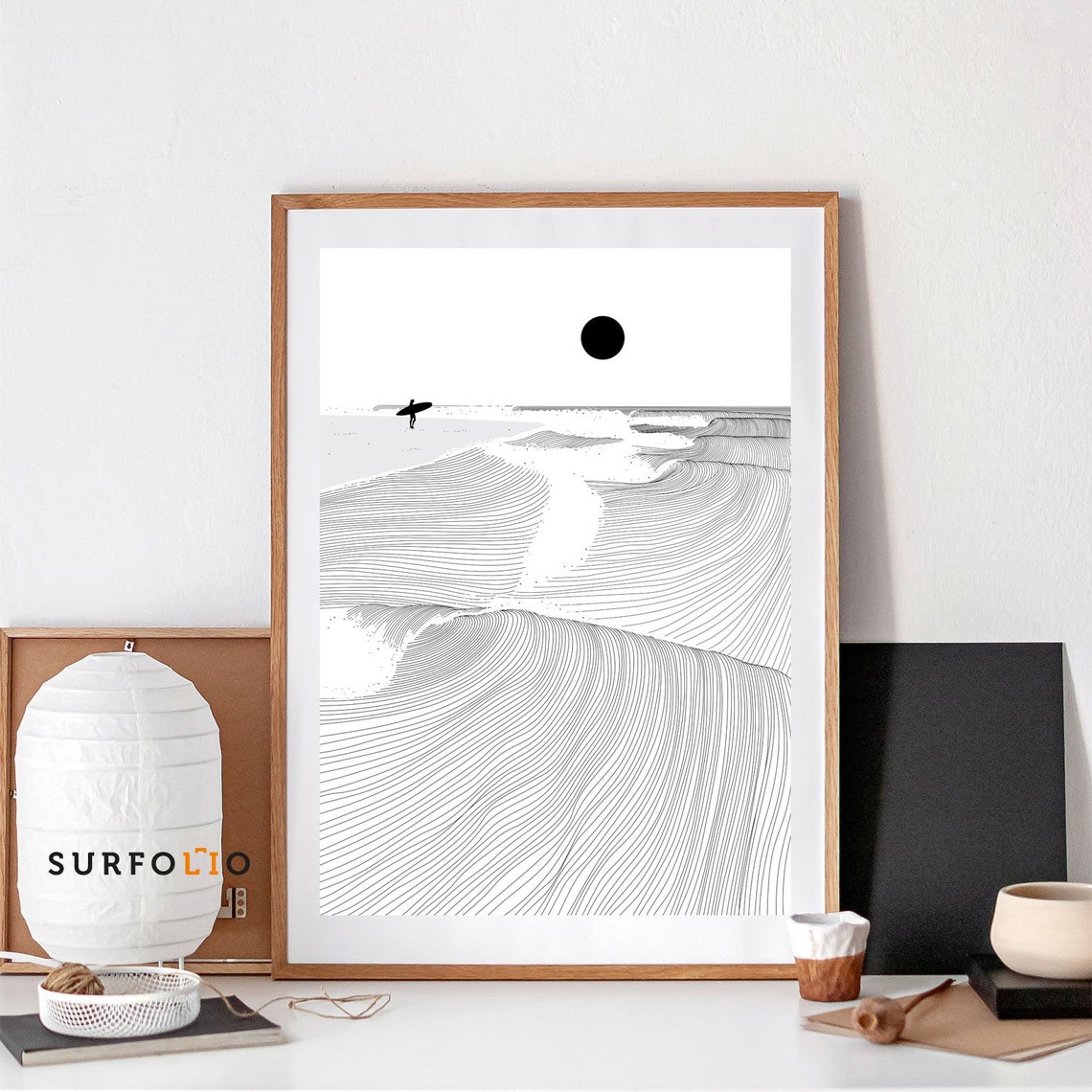 Minimalist Waves Line Art Poster