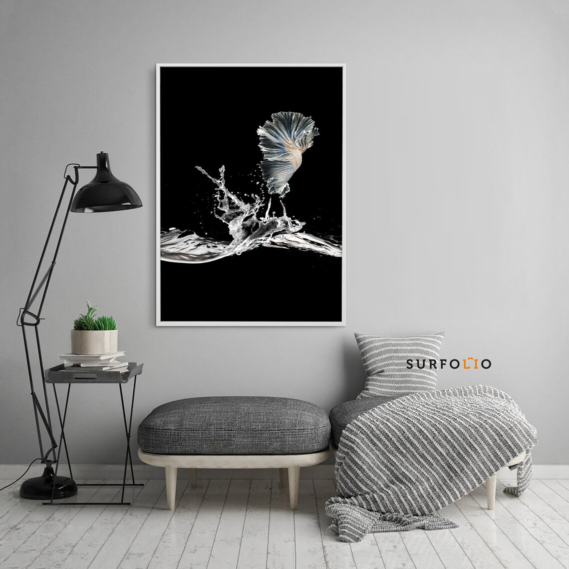 Betta Fish Black And White Photography Art Print