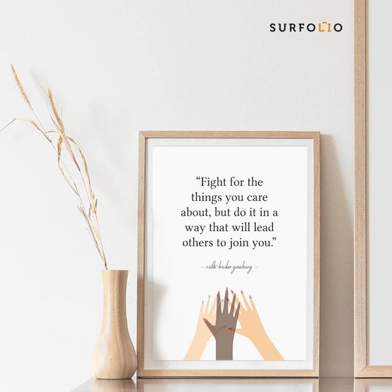 Rbg Quote Poster Women Hand Art Boho Justice Digital Download