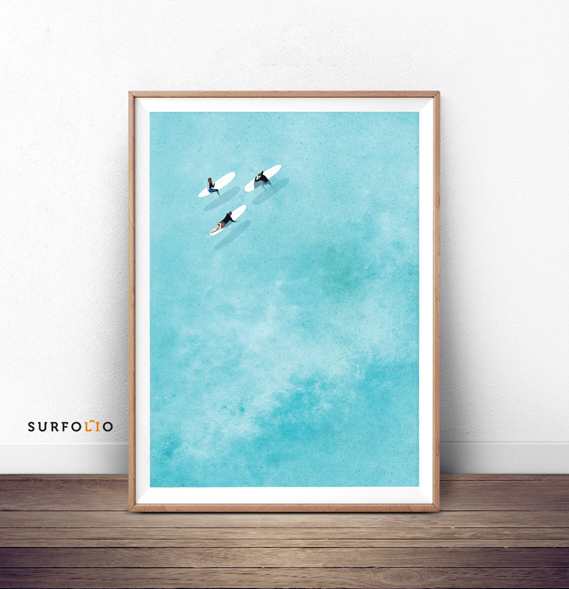 Aerial Surf View Art Print, Ocean Waves Sunrise
