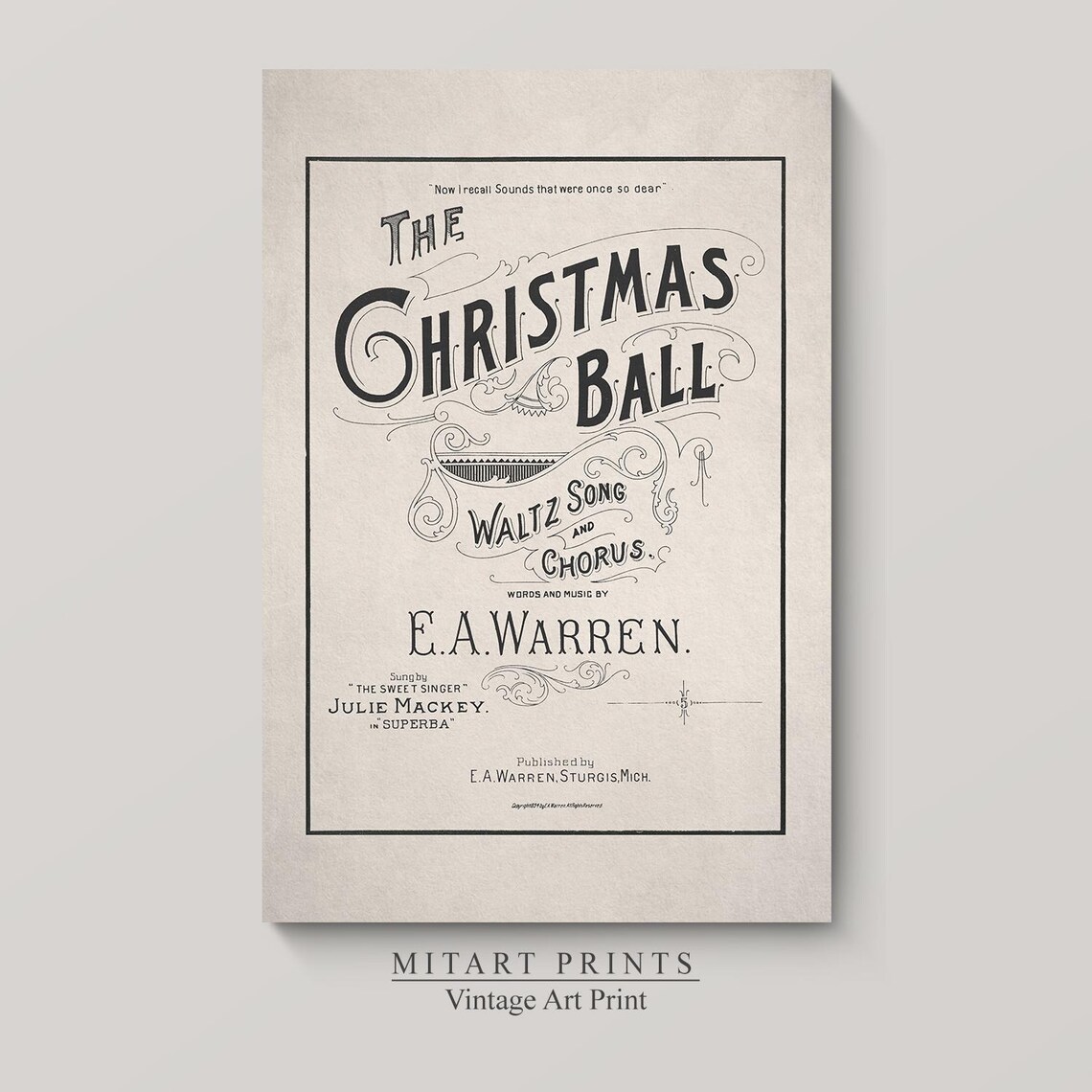 The Christmas Ball Waltz Song E A Warren Antique Music Cover Art Print - Image 4