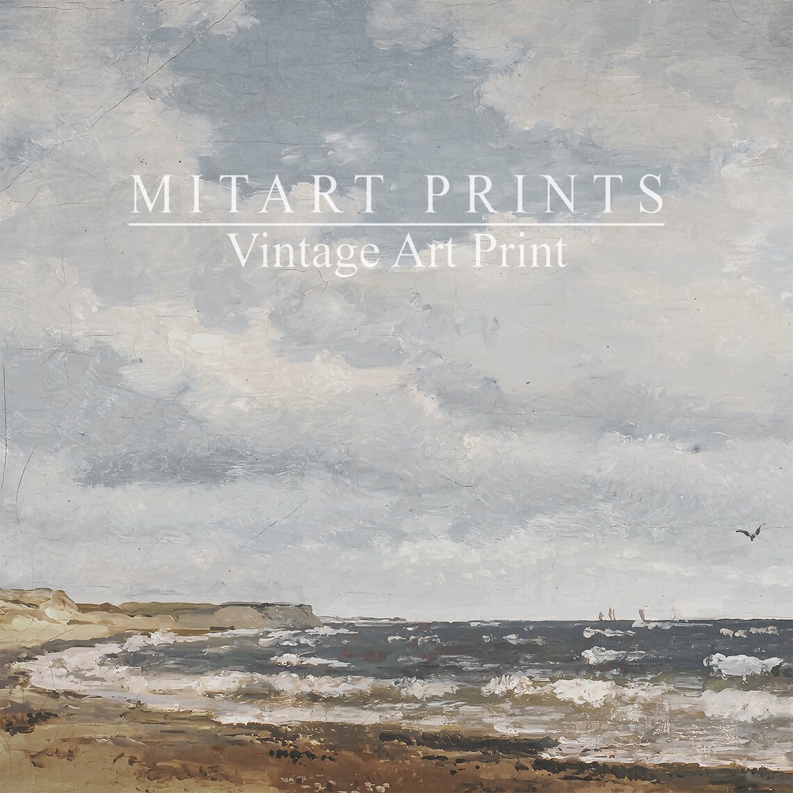 Vintage Coastal Seaside Painting Wall Art Print - Image 4