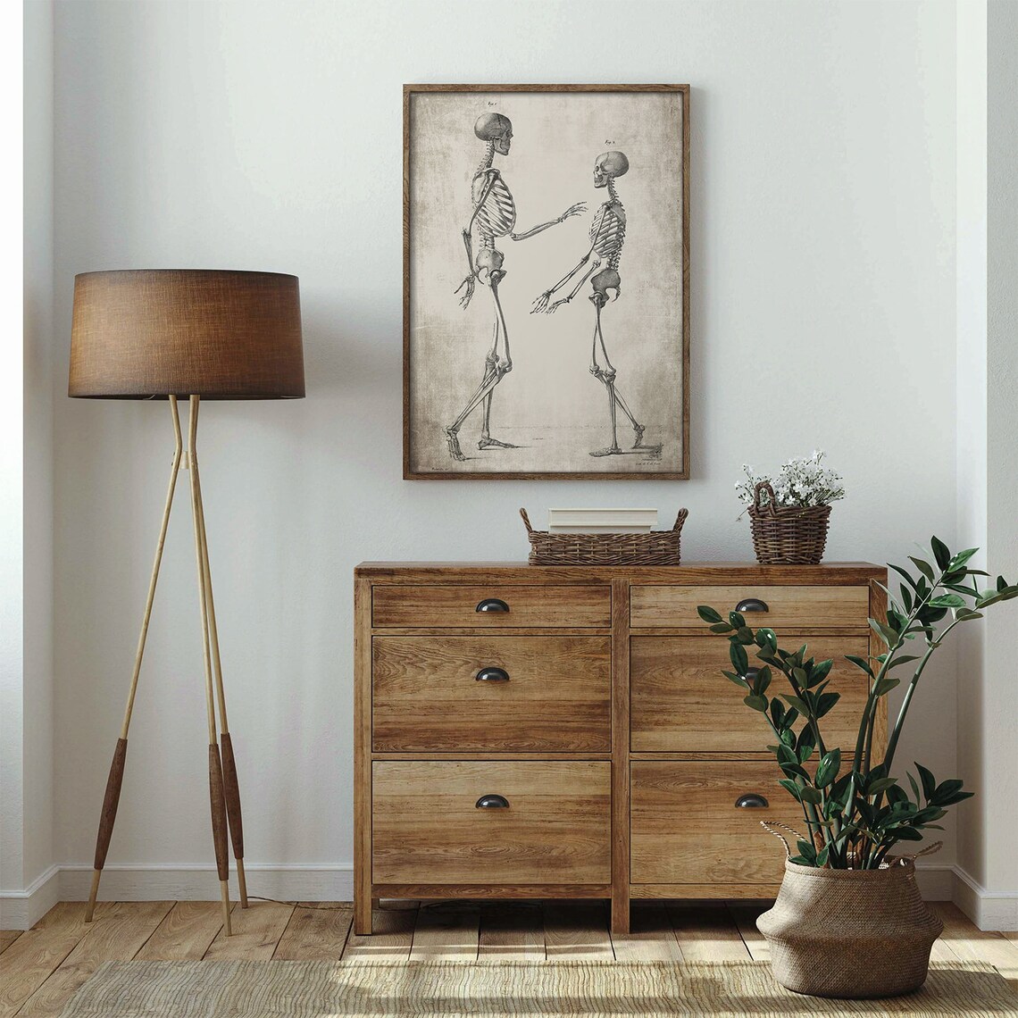 Vintage Pair of Anatomical Skeletons Facing Each Other Art Print - Image 3