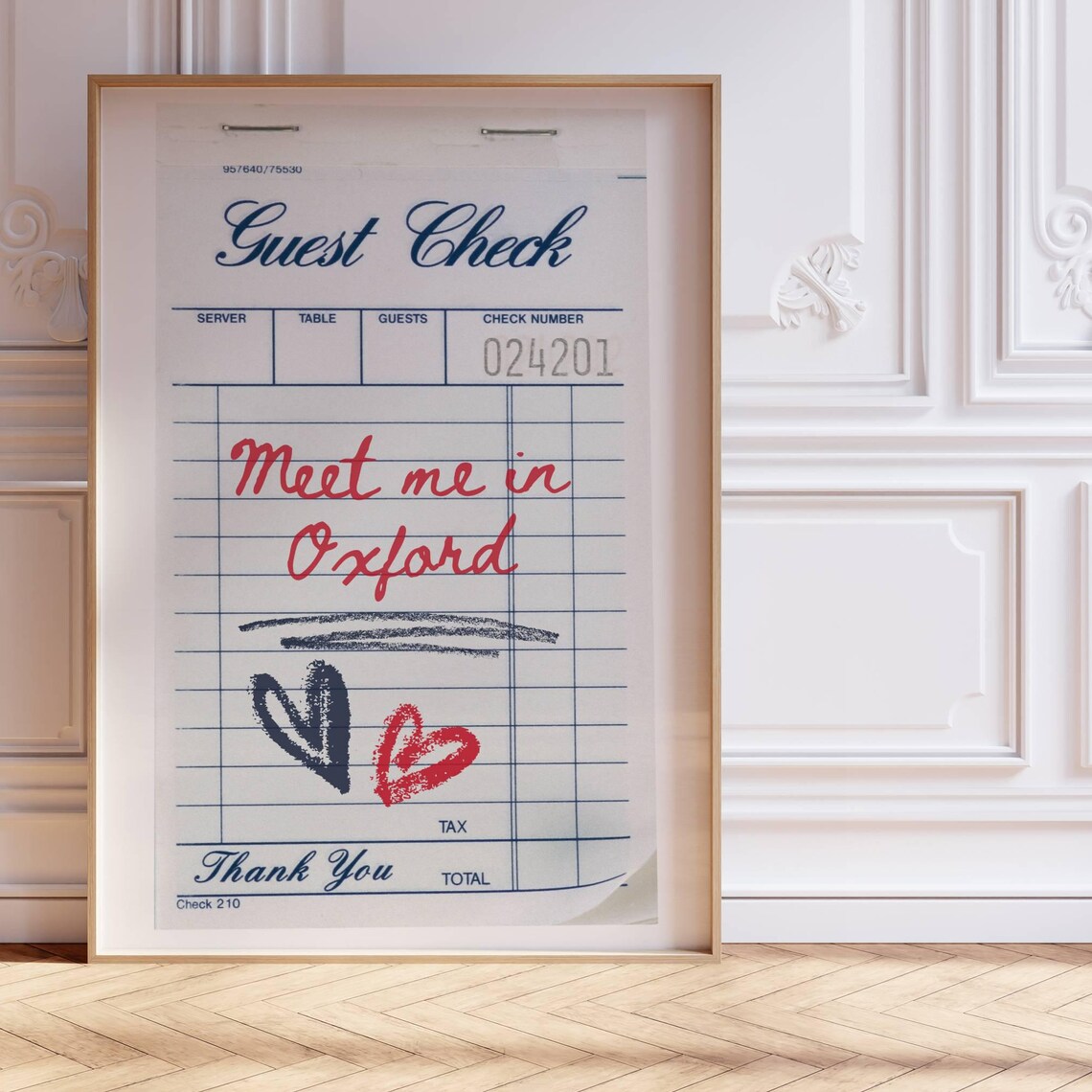 Meet Me In Oxford Guest Check Note Retro Red College Dorm Poster