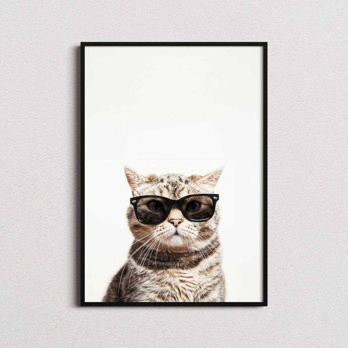 Gray Tabby Cat Wearing Sunglasses Cute Cool Feline Portrait Poster