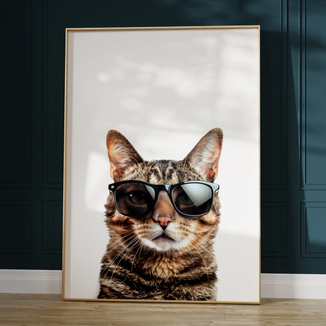 Tabby Cat in Black Sunglasses Cute Funny Feline Portrait Poster - Image 2