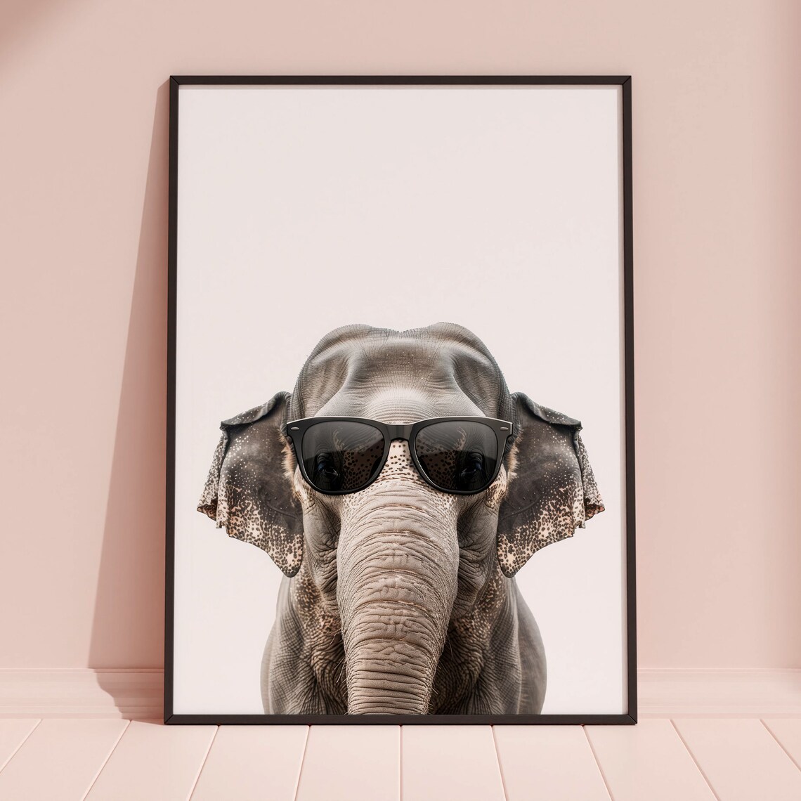 Asian Elephant in Sunglasses Gentle Giant Portrait Funny Animal Poster - Image 3
