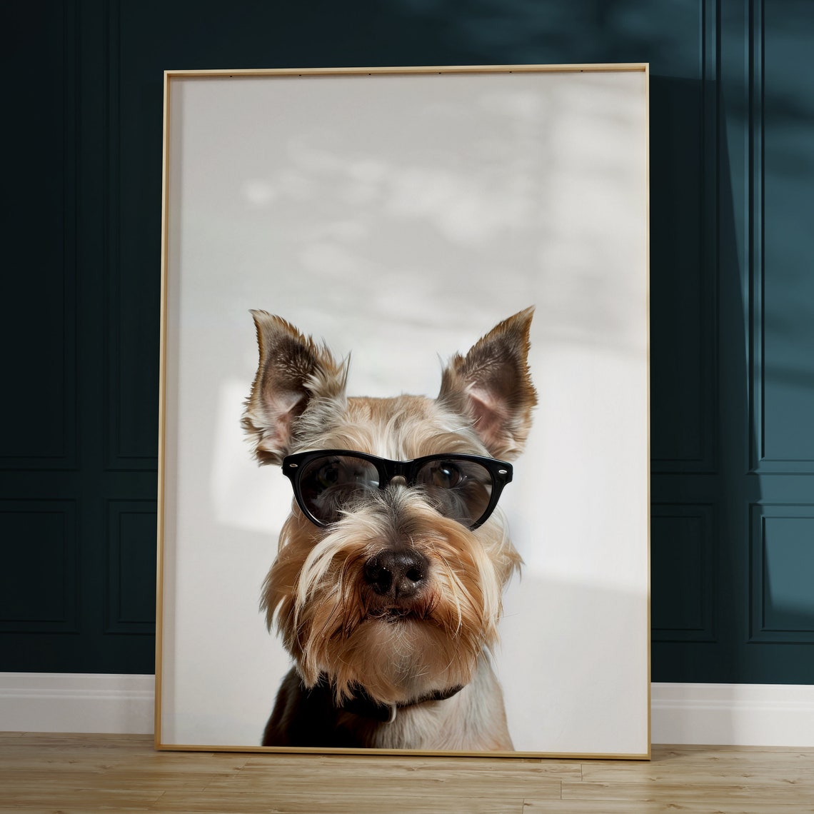 Schnauzer Dog in Cool Sunglasses White Background Portrait Poster - Image 2