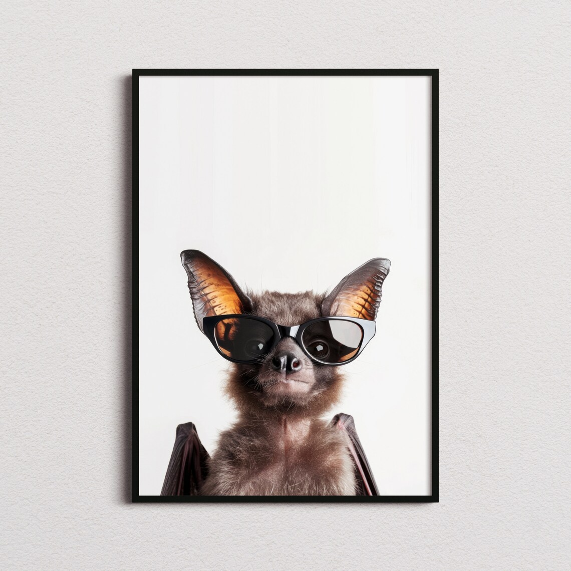 Cute Fruit Bat in Sunglasses Quirky Wild Animal Portrait Poster