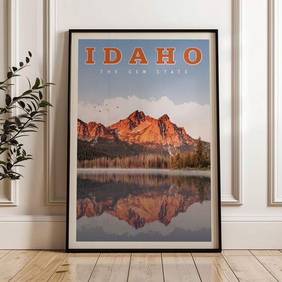 Idaho State Map Retro Travel Poster Print