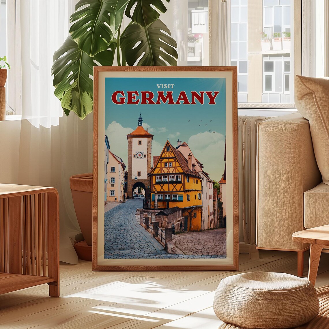 Germany Vintage Travel Poster, European Wall Decor