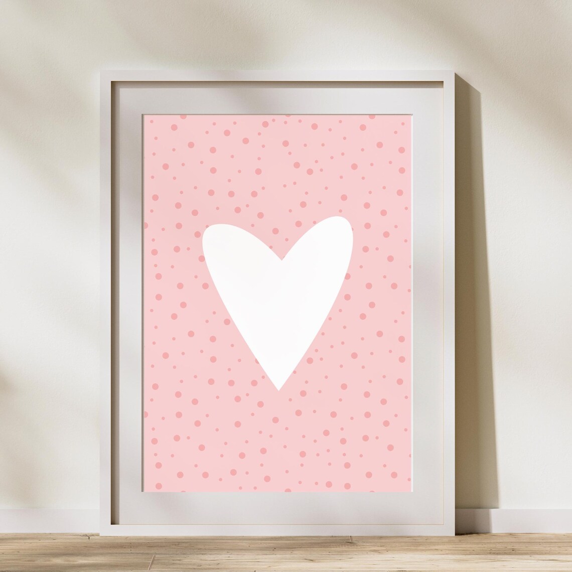Pink Valentine's Day White Heart Polka Dot Cute Sweet Romantic Poster