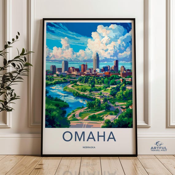 Omaha Nebraska Wall Art Cityscape Print Skyline Poster City Travel Modern Decor Home Landmark