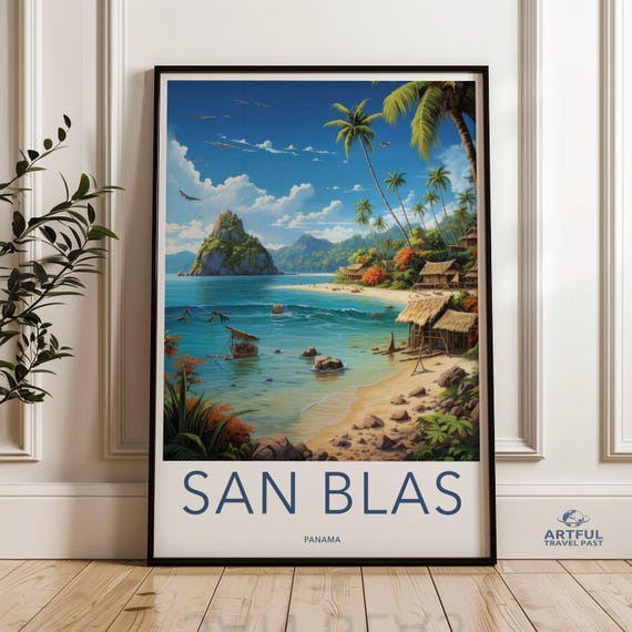 San Blas Wall Art Panama Beach Print Coastal Decor Tropical Landscape Poster Ocean View Artwork Island Paradise Home