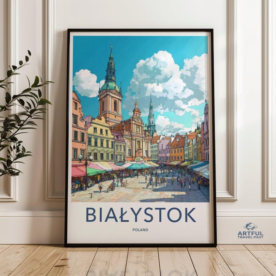 Beautiful Bialystok Poland Cityscape Wall Art Vibrant European Town Print Colorful Architecture Poster For Home Decor