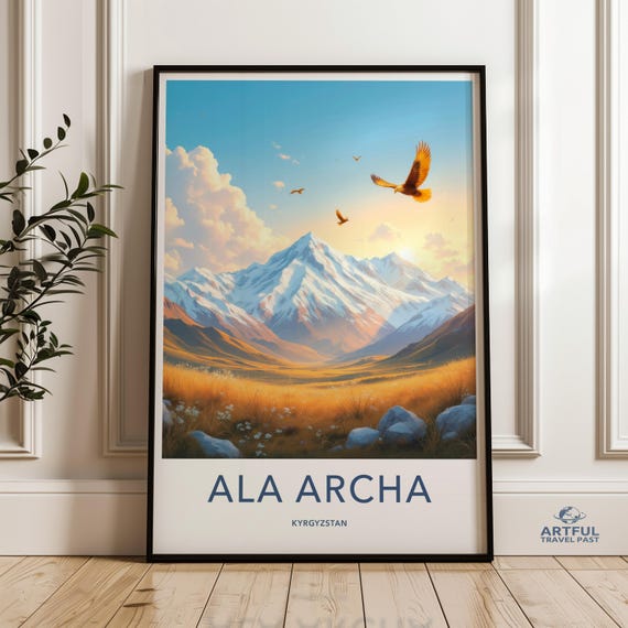 Scenic Mountain Sunrise Wall Art Nature Themed Bedroom Decor Ala Archa Stunning Landscape Print Modern Home Interior Artwork