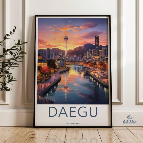 Daegu Poster South Korea Wall Art Cityscape Print Modern Decor Urban Skyline Artwork Travel Home