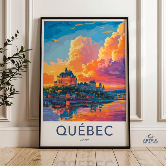 Canada Wall Art Vibrant Cityscape Print Colorful Sunset Artwork City Skyline Decor Travel Poster