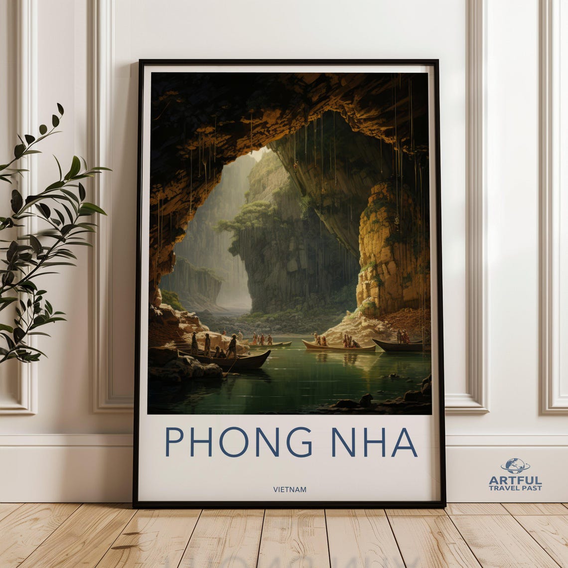 Phong Nha Vietnam Cave Boats Nature Karst Landscape Travel Poster