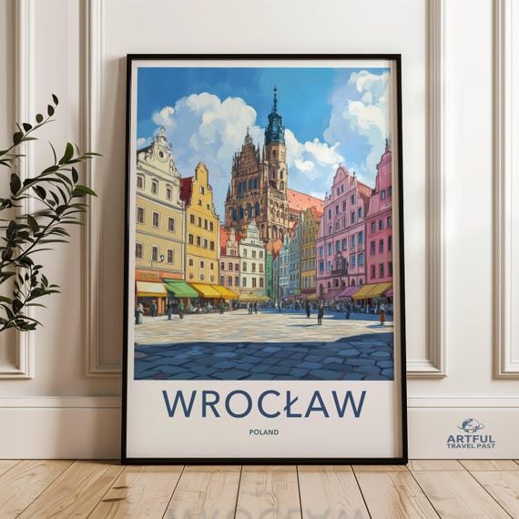 Wroclaw Cityscape Wall Art Vibrant City Center Print Poland Architectural Decor Colorful European Travel Gift
