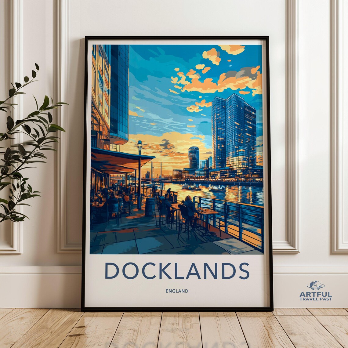 Docklands England City Skyline, Modern Cityscape Art Print