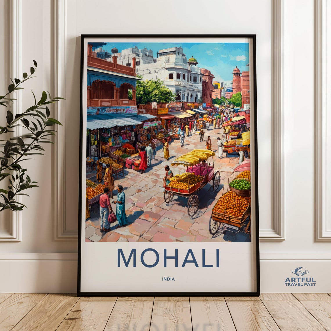 Mohali India Bustling Vibrant Street Market Cityscape Travel Poster