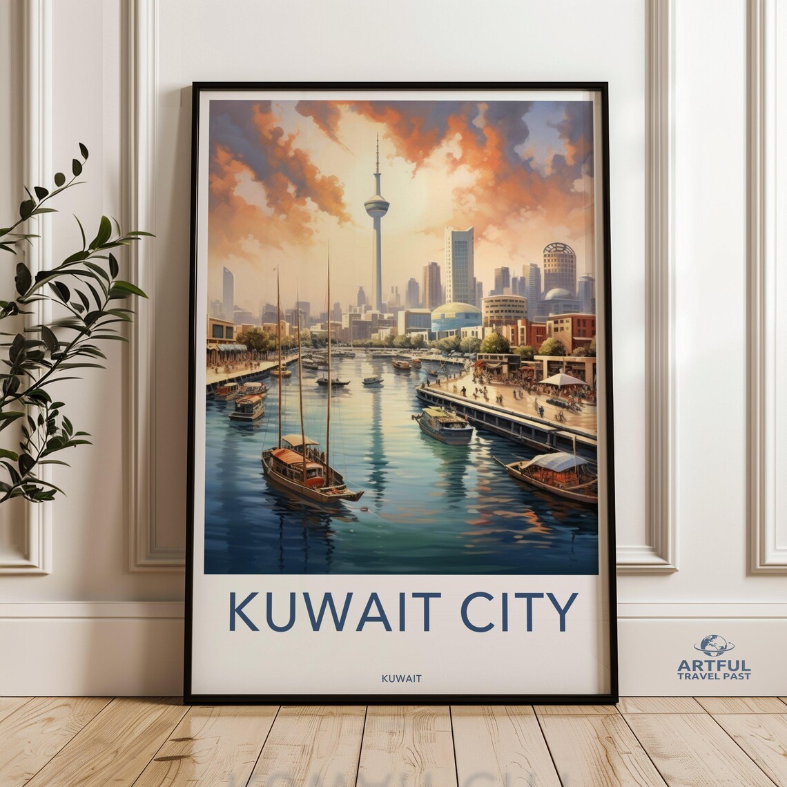 Kuwait City Skyline Waterfront View Art Print