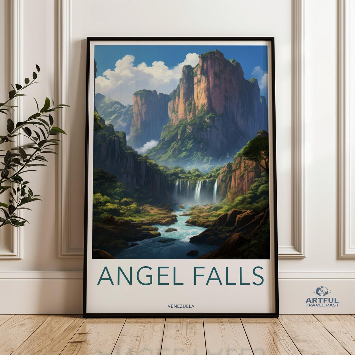 Angel Falls Venezuela Tallest Waterfall Vintage Travel Poster