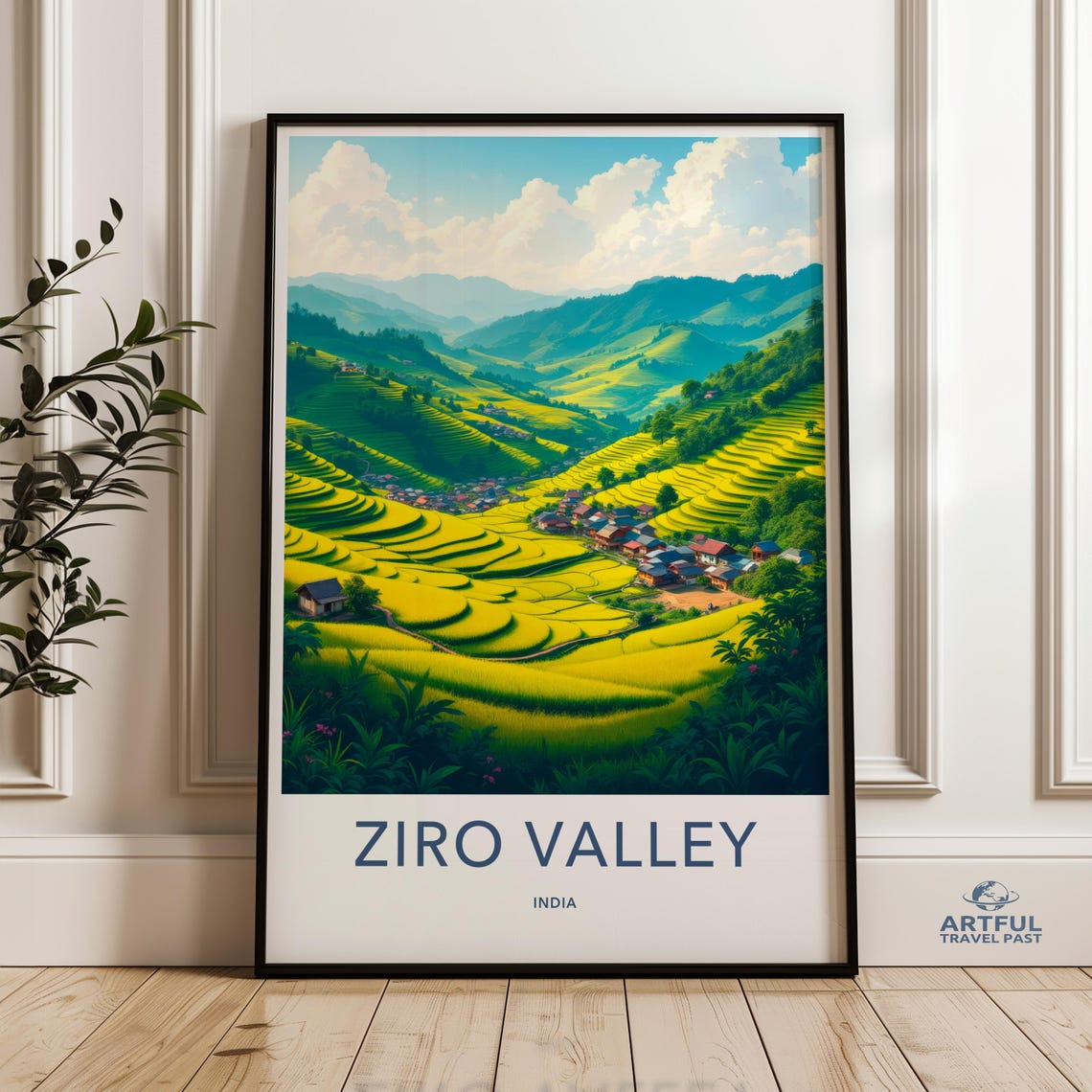 Ziro Valley India Terraced Rice Fields Village Travel Poster