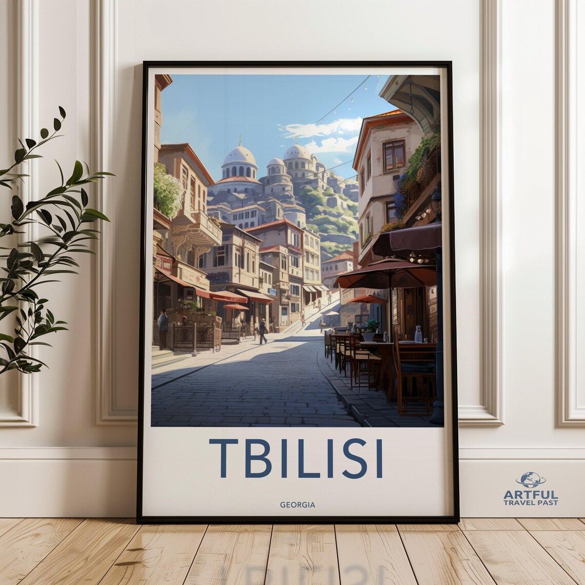 Tbilisi Vintage Travel Poster, Georgian Street Scene