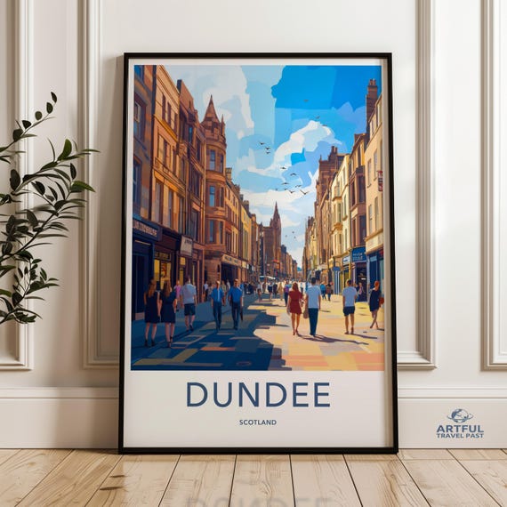 Dundee Scotland Cityscape Wall Art Street Scene Print Modern City Landscape Poster Vibrant Urban Decor Scottish Artwork