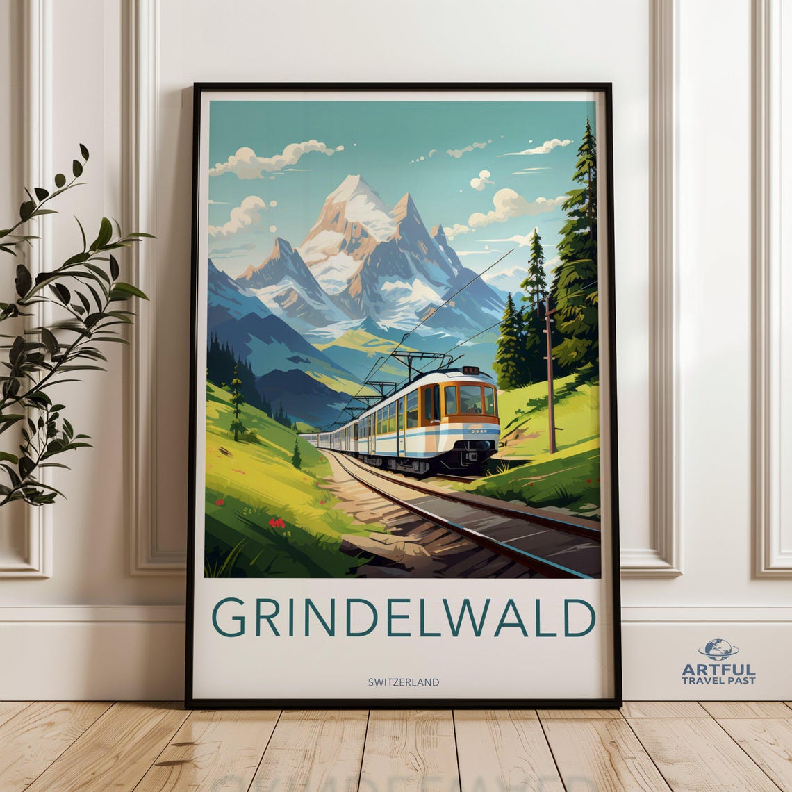Grindelwald Switzerland Alpine Train Eiger Travel Poster Art