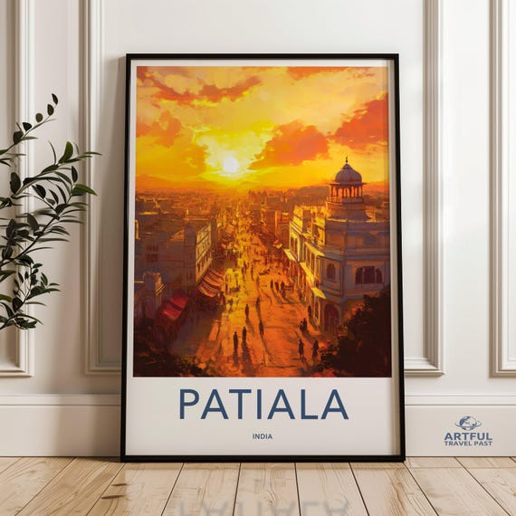 Patiala India Wall Art Sunset Cityscape Print Travel Poster Decor Urban Landscape City View Artwork