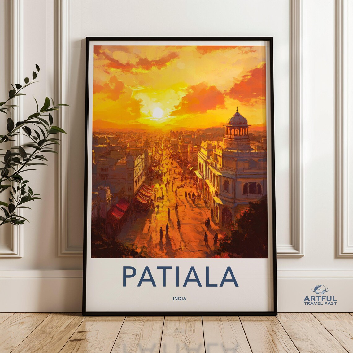 Patiala India Golden Sunset Old City Street Heritage Travel Poster