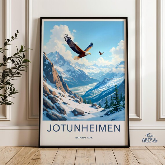 Jotunheimen National Park Norway Eagle Mountain Travel Poster Art