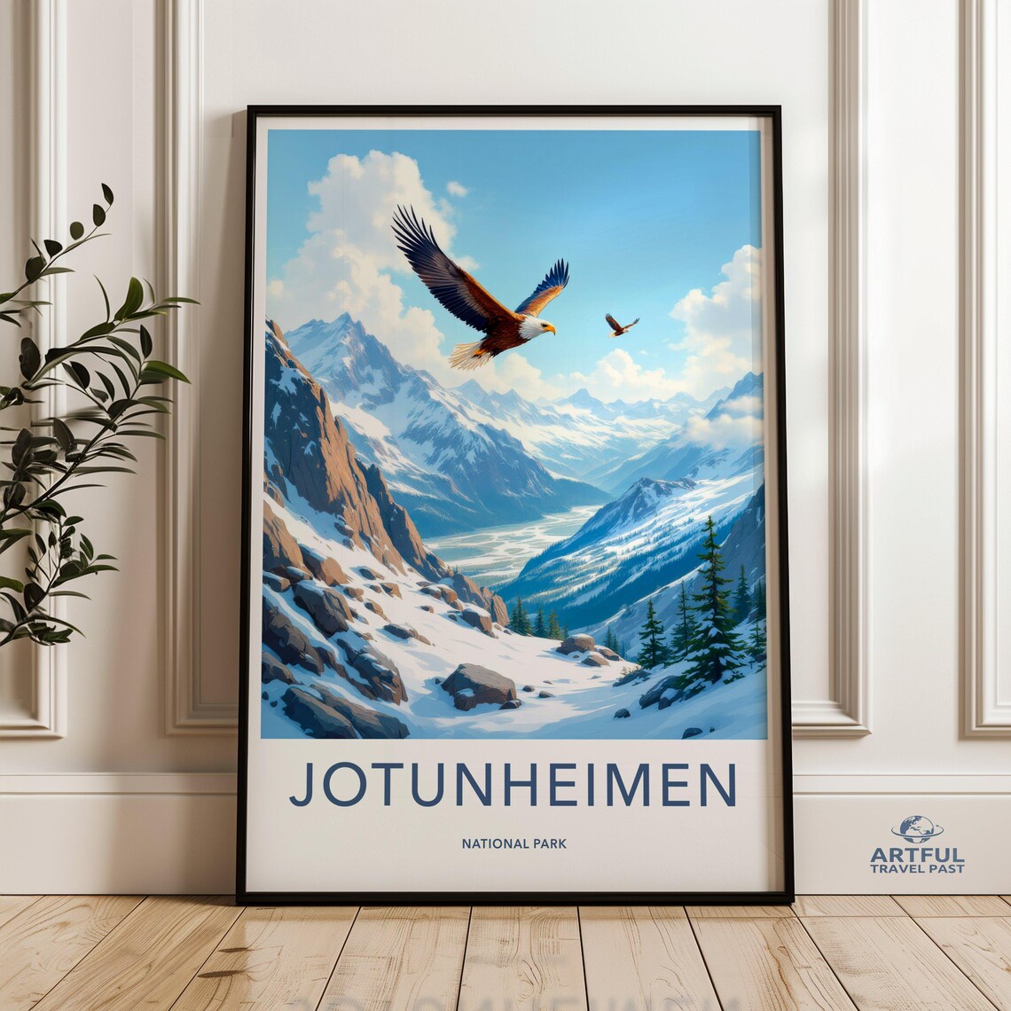 Jotunheimen National Park Norway Eagle Mountain Travel Poster Art