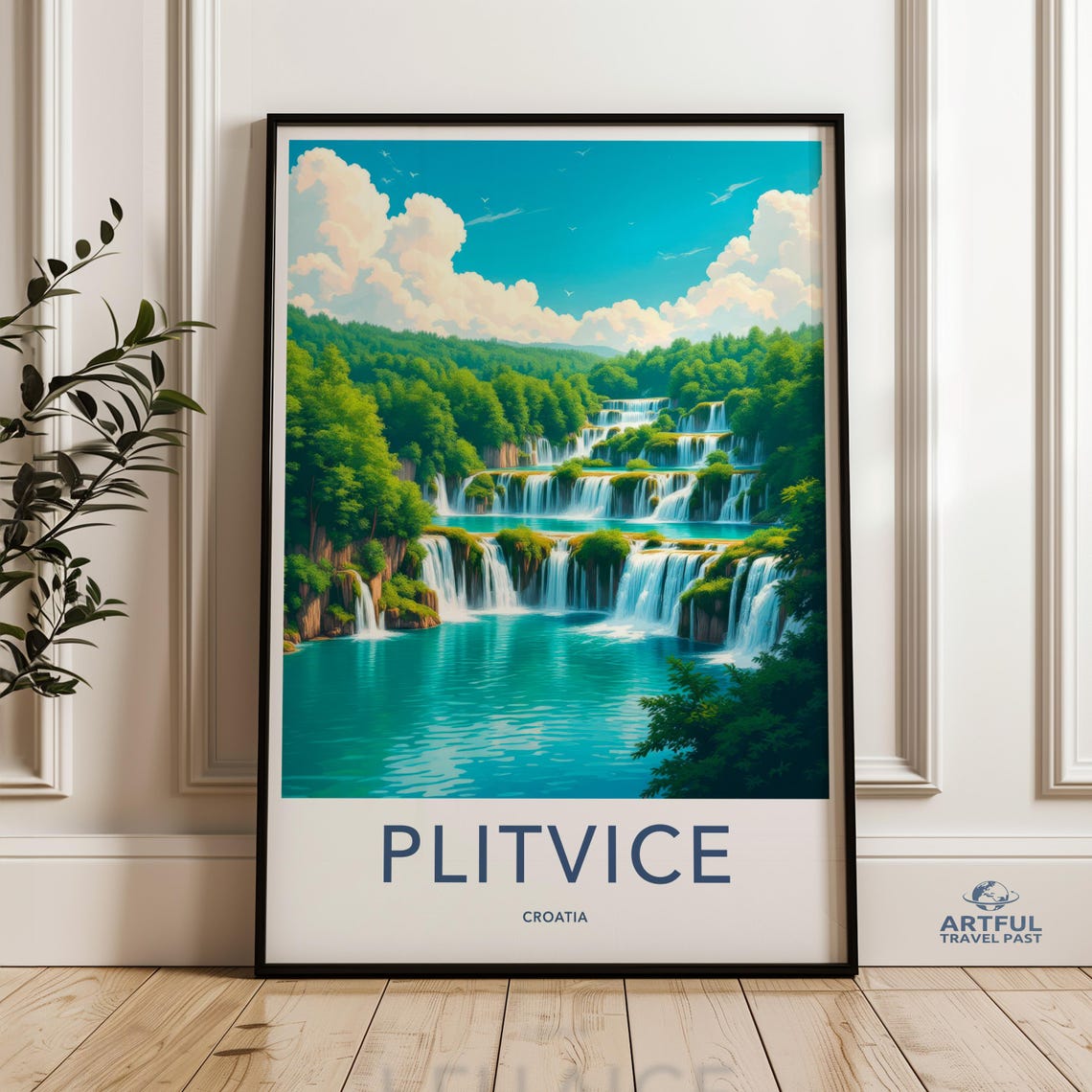 Plitvice Croatia Tiered Waterfalls Lakes Nature Travel Poster