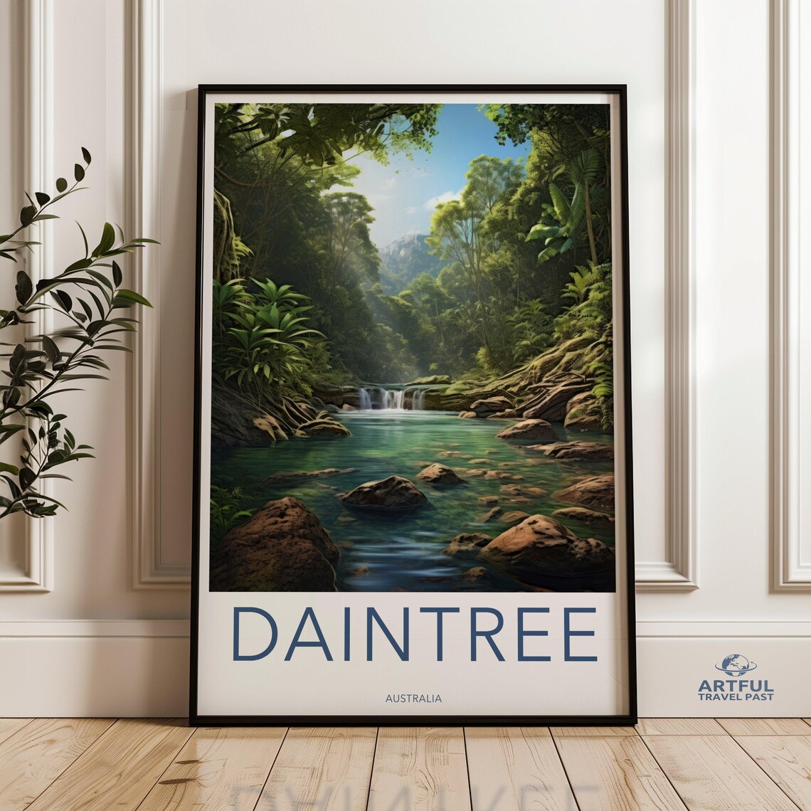 Daintree Australia Rainforest River Waterfall Lush Travel Poster