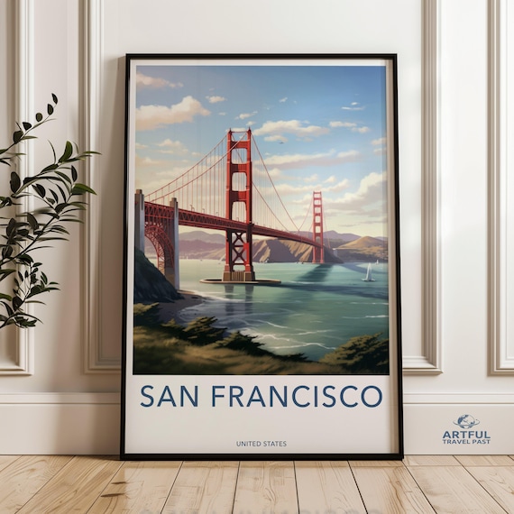 San Francisco Golden Gate Bridge Classic Bay Scene Travel Poster