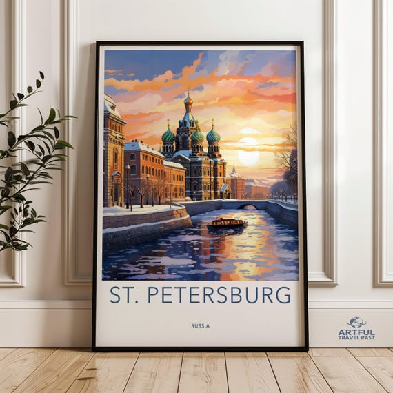 St Petersburg Wall Art Russia Cityscape Winter Sunset City View Architectural Wonders Cultural Landmarks Home Decor