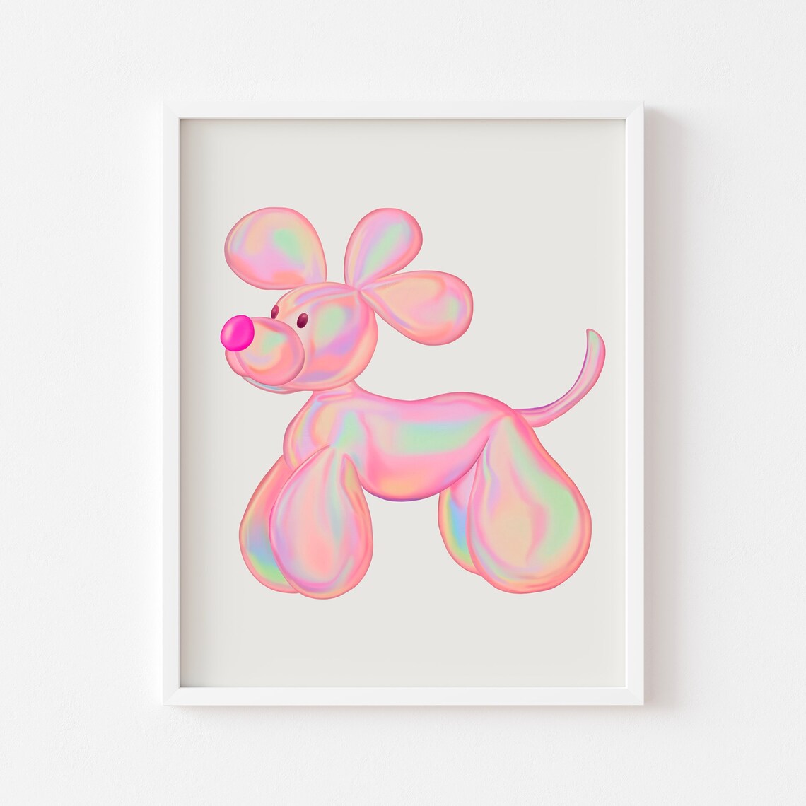 Pink Iridescent Balloon Dog Art Modern Preppy Girls Room Wall Print - Image 2