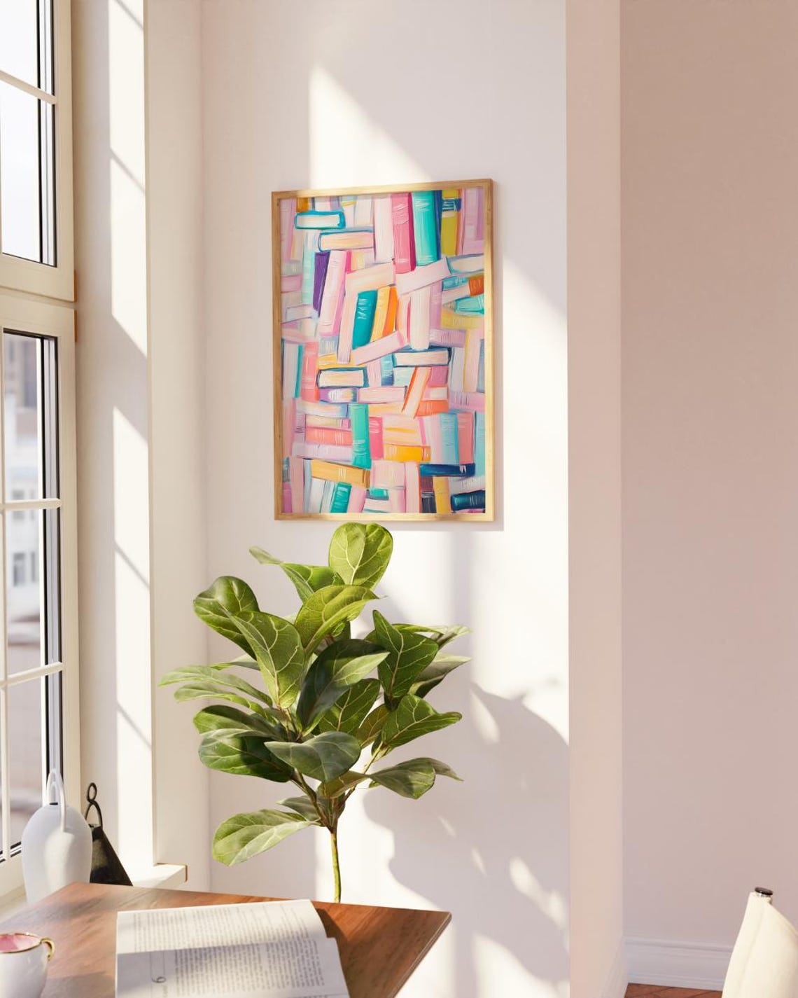 Abstract Colorful Bookshelf Painting Book Lover Library Art Print - Image 3
