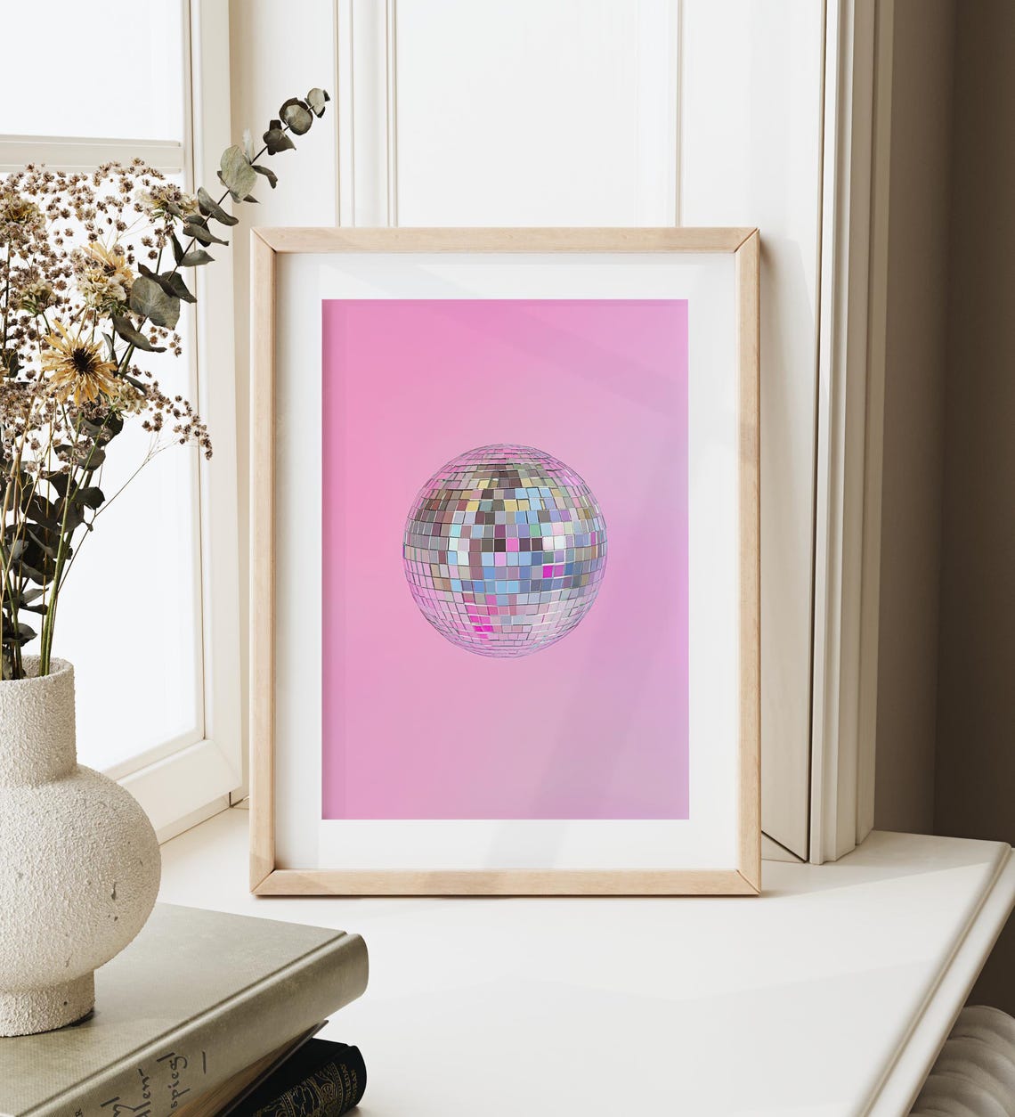 Pink Disco Ball Retro Glam Preppy Dorm Room Decor Wall Poster - Image 3